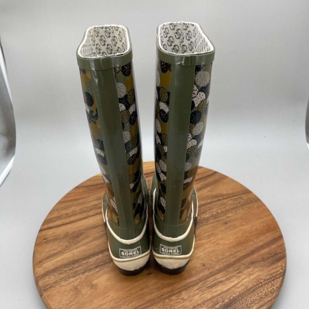 Sorel Sorellington Graphic Rain Boots Womens Size 6 Green Tall Duck Shoes - Picture 4 of 8